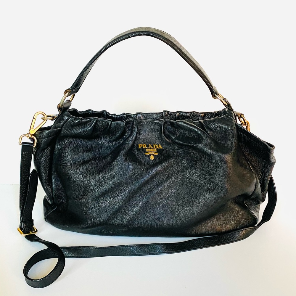 PRADA Black Leather Sacca Bag